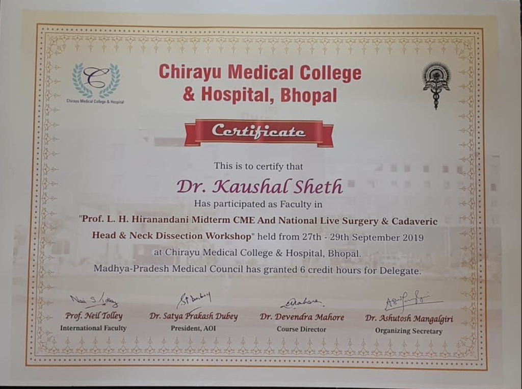 Prof L.H Hiranandani Mid-Term CME And National Live Surgery & Cadaveric Head & Neck Dissection Workshop